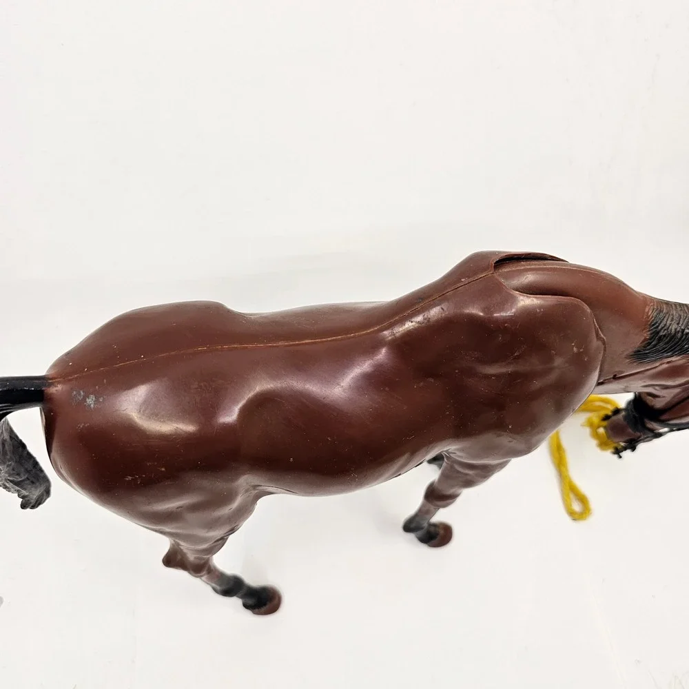 Vintage Louis Marx & Co Brown Horse Plastic 1970's Movable Neck Made in USA